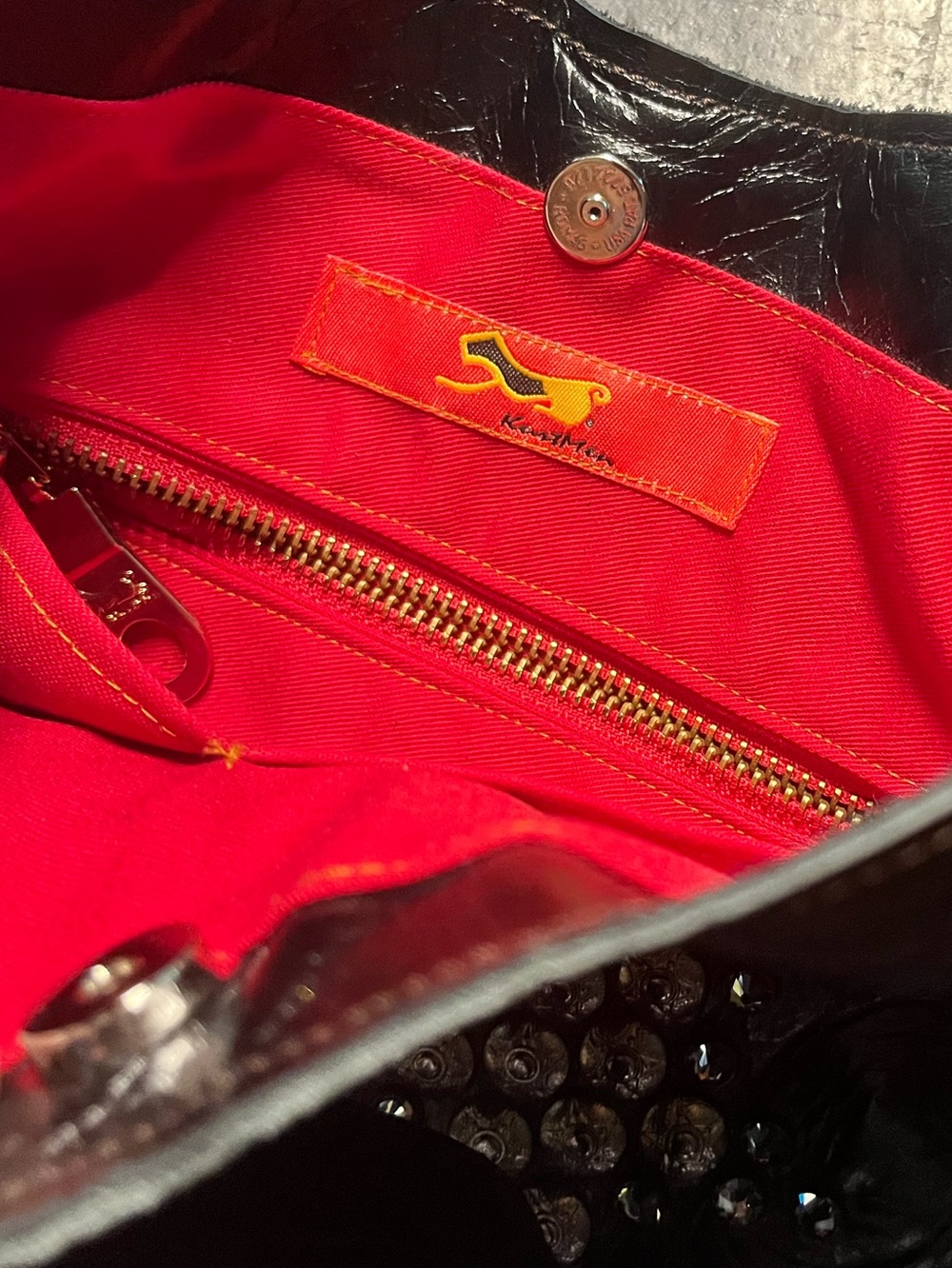 Kurtmen Black Alligator Crossbody with Cross Studs and Rhinestones. - Picture 5 of 9